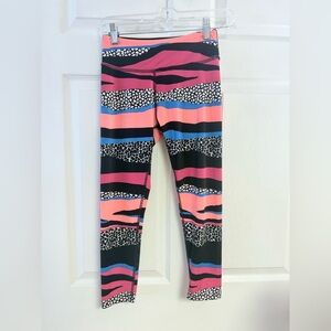 Beyond Yoga Striped Animal Print Leggings - Pink, Blue, Black small VGUC
